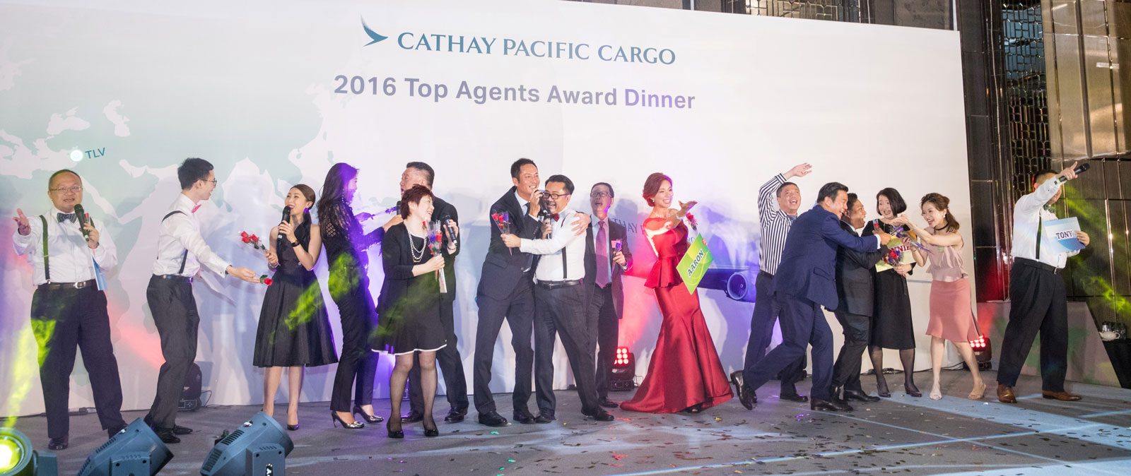 A chorus line: Cathay Pacific Cargo staff and cargo customers strut their stuff