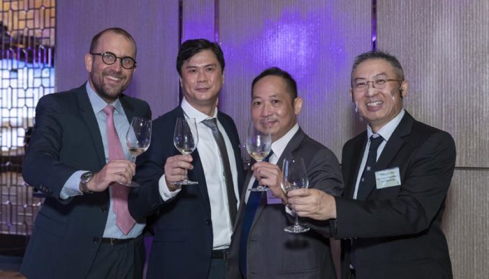 (l-r) DHL Global Forwarding’s Mark Slade with DHL Aviation’s Wai Kuen Lam and Gary Chow, and Air Hong Kong Chief Operating Officer Clarence Tai