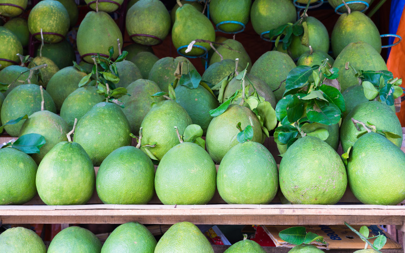 綠皮柚子遍植越南全國，卻以政秋的出品公認為質量最佳。