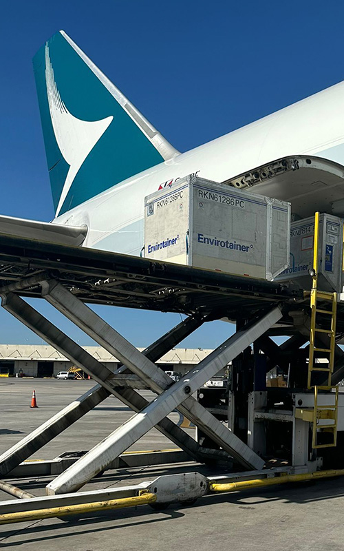 國泰貨運以聯航方式運送的波多黎各醫藥品貨物，是國泰網絡內使用最多溫控集裝箱進行運送的貨品。