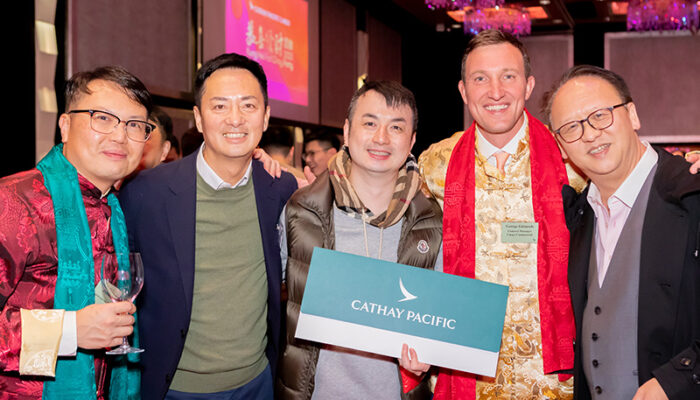 (l–r) Cathay Cargo’s Frank Yau; Nippon Express (HK) Co Ltd’s Deputy General Manager Sales Promotion Henry Ho; Vinflair Logistics Limited’s Executive Director Ryan Leung; Cathay Cargo’s George Edmunds; China Freight (HK)’s Terence Lai, Managing Director
