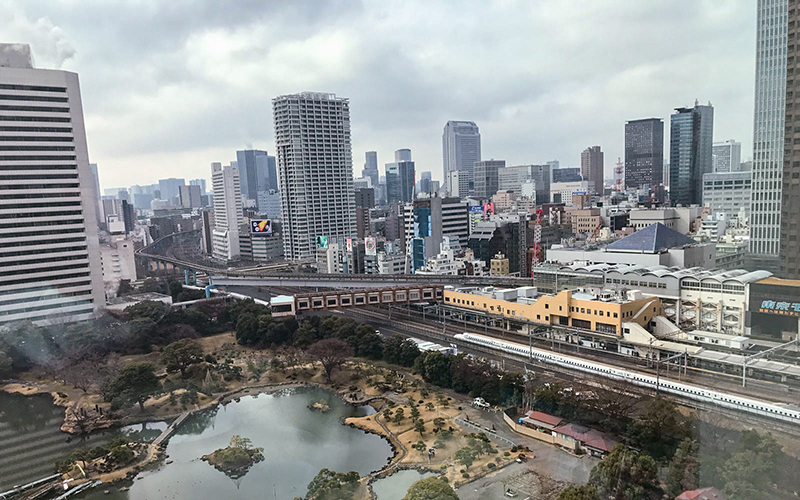 The view of the Tokyo cityscape from the Cathay Cargo office