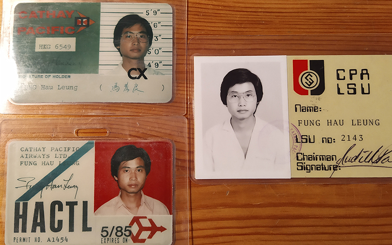 Younger versions of Alan Fung reflected in staff passes from across the years
