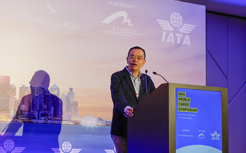 Tim Wong, General Manager Cargo Service Delivery for Cathay Cargo speaking at World Cargo Symposium