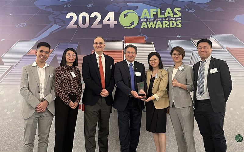 Celebrating the Best Green Air Cargo Carrier win at the AFLAS Awards