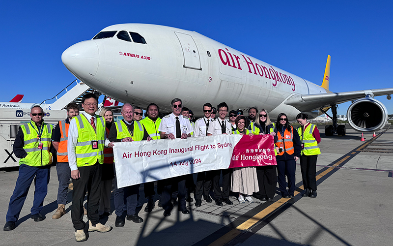 The Air Hong Kong A330P2F aircraft on arrival in Sydney in July